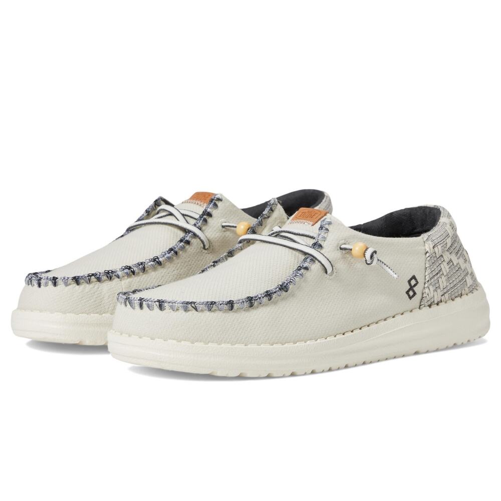 Hey Dude Wendy Funk Jacquard Unisex Casual Shoes, White /blue Men 10.5- Women 12